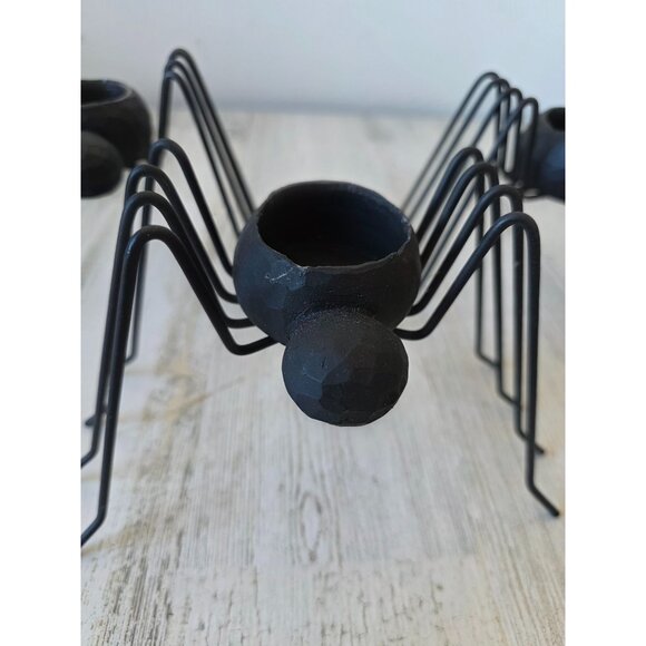 Metal spider candle holder votive Halloween decor set unique - Picture 2 of 14